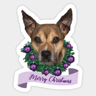 Merry Christmas Pitbull - Purple Sticker